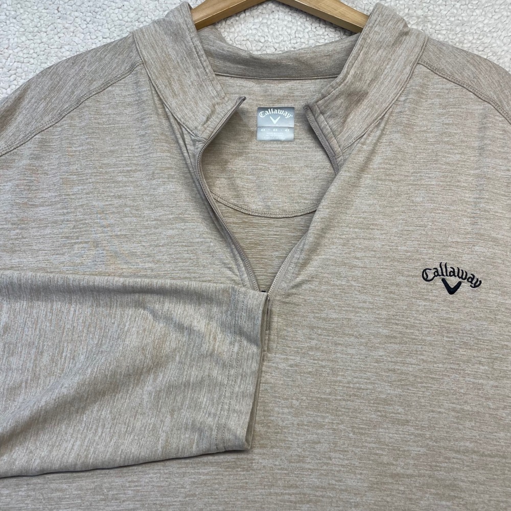 Callaway Pullover Mens 4X Beige Heather 1/4 Zip Golf Performance RT28297 Stretch